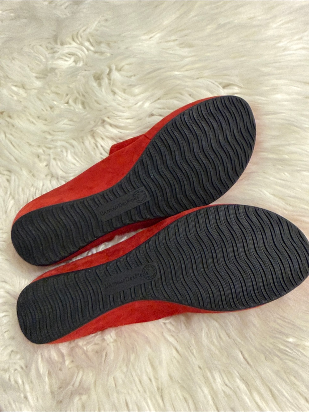 L'Amour Des Pieds Red Suede Leather Upper Slide Sandals size 8.5 BNWOT see photo - Picture 4 of 12